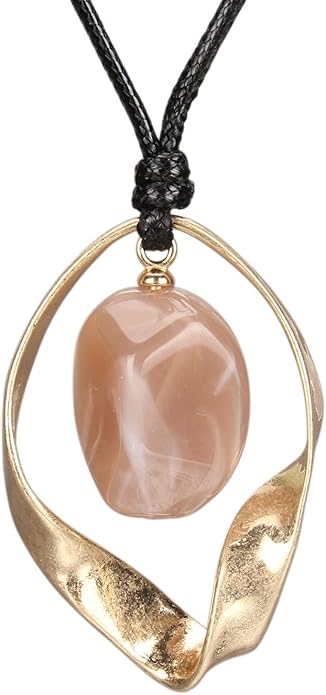 Long Boho Necklaces for Women Vintage Leather Wooden Pendant Y Choker Ethnic Style Gold Circle Hippie Sweater Necklace