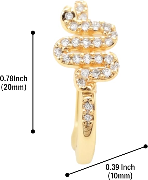 Gold Snake Hoop Earring with Cubic Zirconia – 20mm Elegant Serpent Design for Women – Hypoallergenic Fashion Jewelry.KT0037