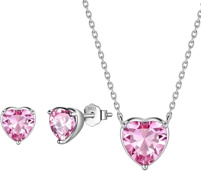 Aurora Tears 925 Sterling Silver 12 Birthstone Hearts Jewelry Women Crystal Wedding/Engagement/Bridal Heart Necklace/Earring/Ring/Bracelet Sets Jewellery
