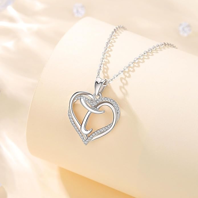 INFUSEU Unique Initial Necklaces for Women Girls Small Heart Letter Jewelry, Meaningful Personalized Gifts