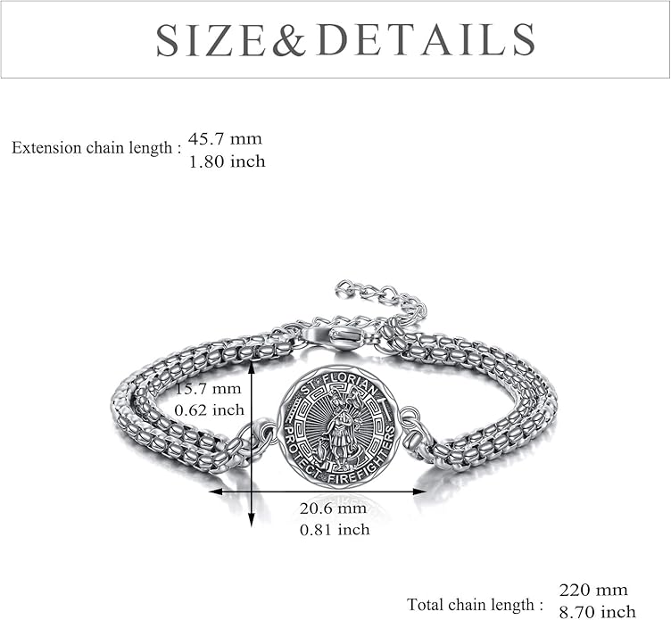 YFN Patron Saint Bracelet Sterling Silver Religious Protector Bracelet Jewelry Gift for Women Men