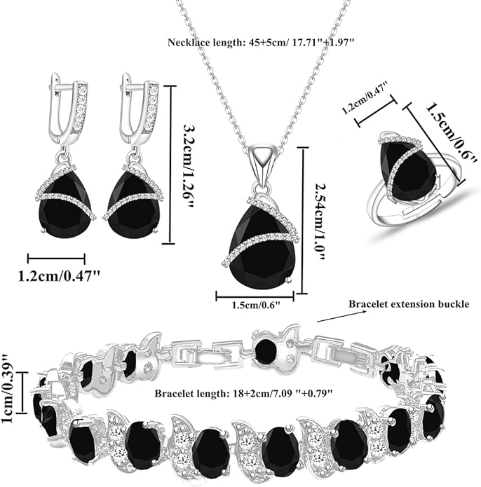 ZCGJWE Wedding Jewelry Set for Women Gem Necklace Earrings Bracelet Luxury Jewelry Set Birthday Valentine's Day Mother's Day Christmas Prom Jewelry Gift