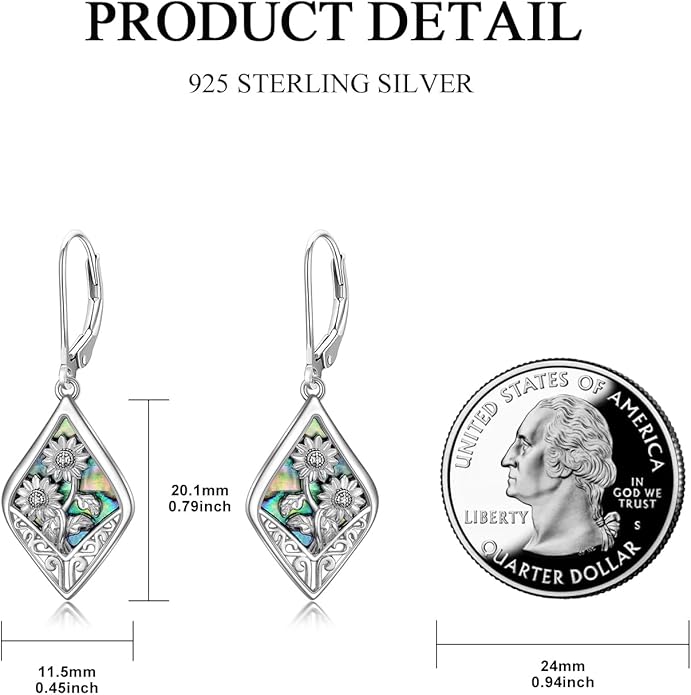 MONGAS Dragonfly/Sunflower/Hummingbird/Sand Dollar/Crab/Champagne/Arrow/Cherry/Ankh/Sloth Earrings for Women Sterling Silver Dragonfly/Sunflower/Hummingbird/Sand Dollar Jewelry for Women