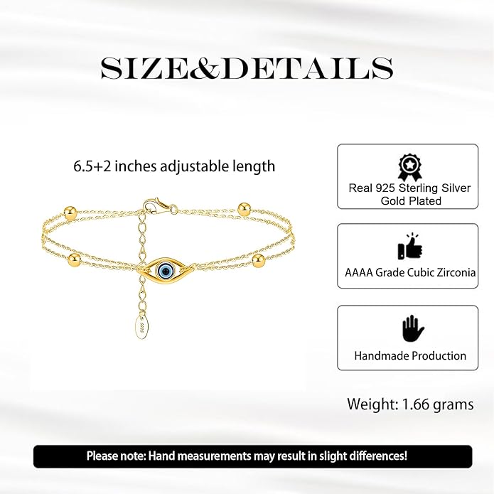 925 Sterling Silver Evil Eye Bracelets Infinity Adjustable Bracelet for Women Mother Wife Girlfriend Jewelry Gift