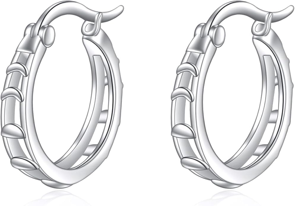 Sterling Silver Hoop Earrings Small Hoop Sun/Leaf/Triangle Huggie Earrings for Women Hypoallergenic