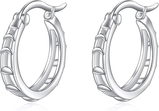 Sterling Silver Hoop Earrings Small Hoop Sun/Leaf/Triangle Huggie Earrings for Women Hypoallergenic