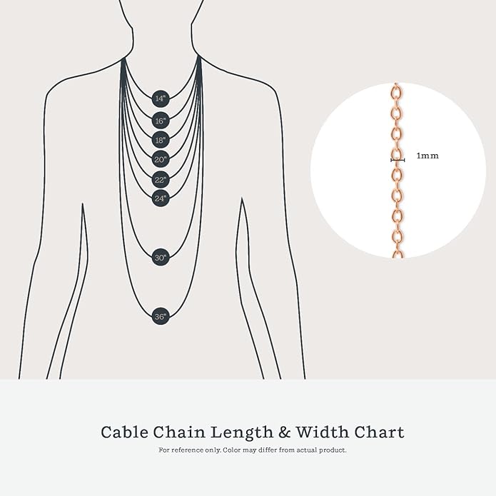 KEZEF 1mm 925 Sterling Silver Necklace for Women | 16-36 inch long Silver, 18k Gold, Rose Gold Necklaces for Women - Made In Italy Real Cable Chain Jewelry | Dainty cadena de plata s925 para mujer