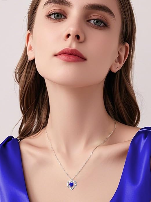 WINNICACA Birthday Gift for Mom Heart Necklace for Women 925 Sterling Silver Birthstone Necklace Jewelry Gift for Women Wife Her Girlfriend Sister