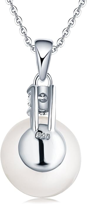 925 Sterling Silver Freshwater Cultured Pearl Pendant Necklace JO WISDOM Jewelry for Women,Girls