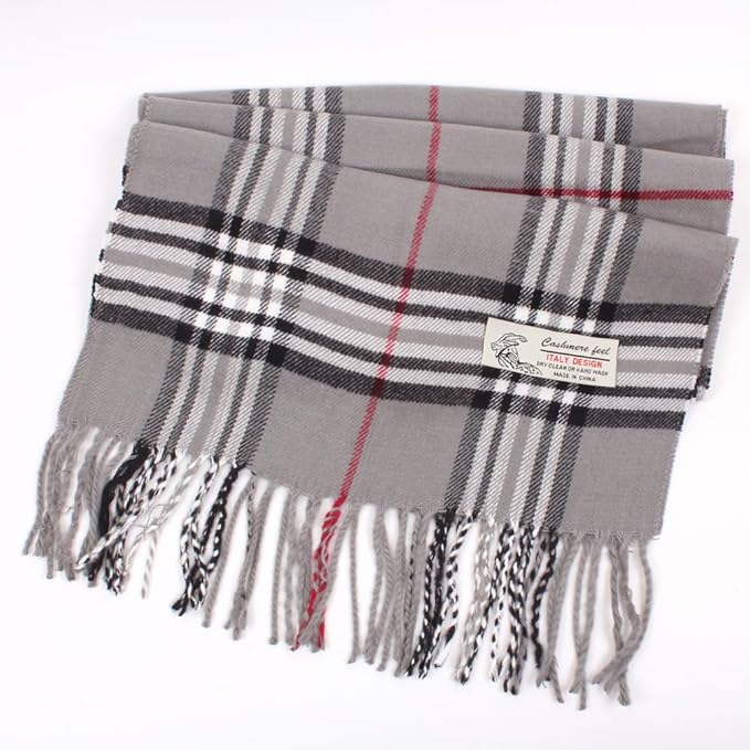 TZ Promise Tartan Plaid Cashmere Feel Classic Soft Luxurious Winter Scarf For Men Women