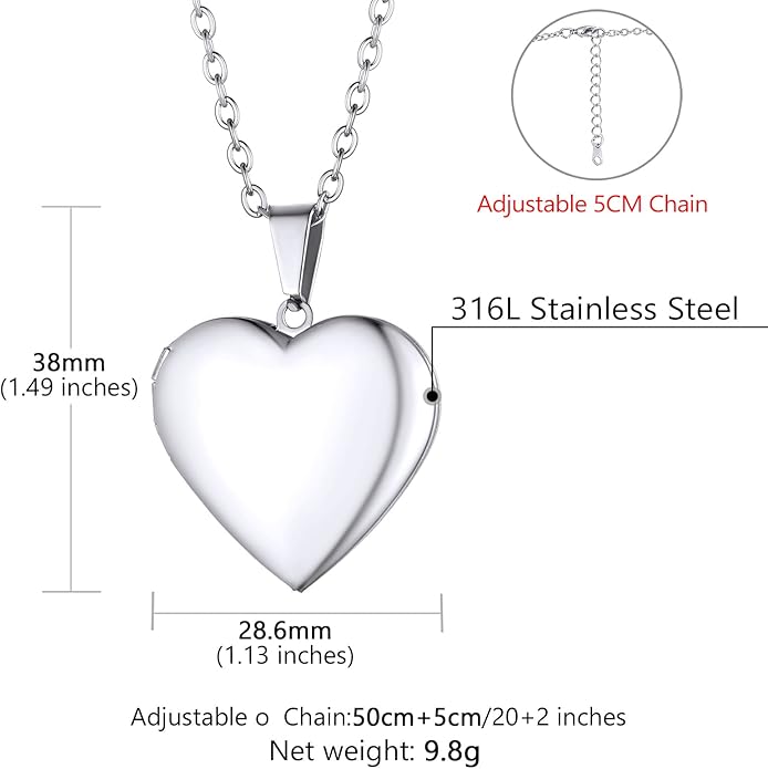 Supcare Locket Necklace That Holds Pictures-Engraved Photo Pendant Custom Jewellery Gifts for Men Women (with Jewellery Gift Box)