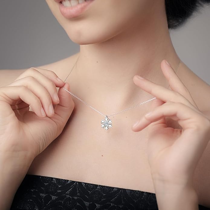 Small Snowflake Earrings Small Snowflake Necklace 925 Sterling Silver Hypoallergenic CZ Winter Party Chrismas Jewelry Gifts for Women