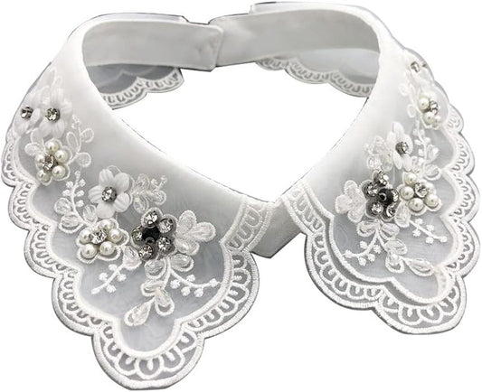 Statement Necklace for Women Girls Simulated Pearl Beaded Bib Detachable False Collar Choker Necklaces Clothing Accessory