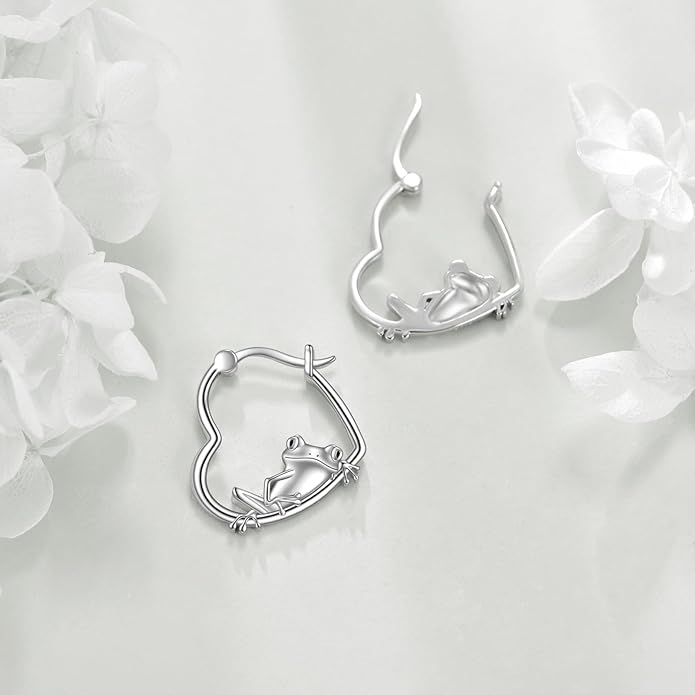 YFN Animal Earrings Sterling Silver Animal Heart Hoop Dangle Earrings Cute Jewelry Gifts for Women