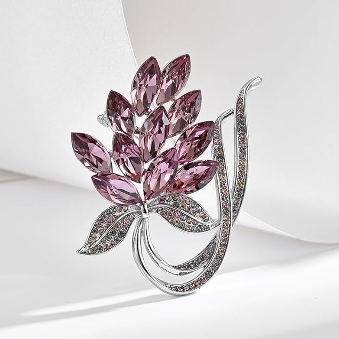 Flower Brooch Pin - Rhinestone Flower Pin 18k Gold Plated - Thanksgiving Day, Birthday, Wedding Gifts for Mom, Wife