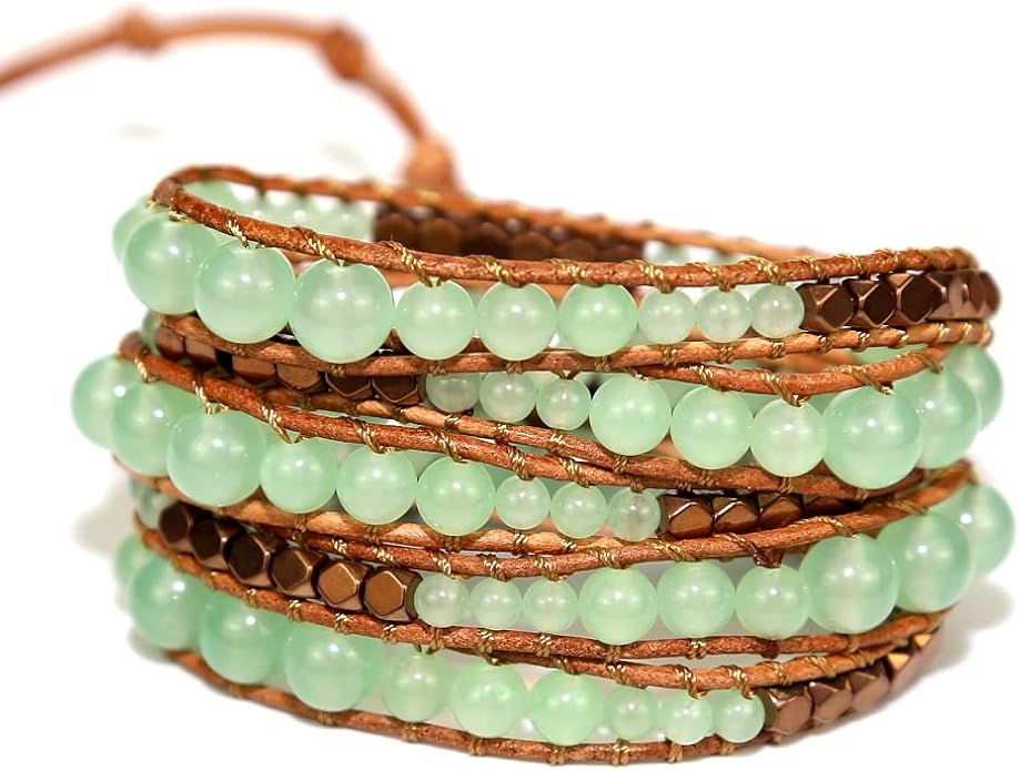 ZOSOJONA Boho Wrap Bead Bracelet for Women - Handmade Adjustable Natural Stone Beaded Bracelets Rope Yoga Healing Bracelet Bangle Hippie Jewelry
