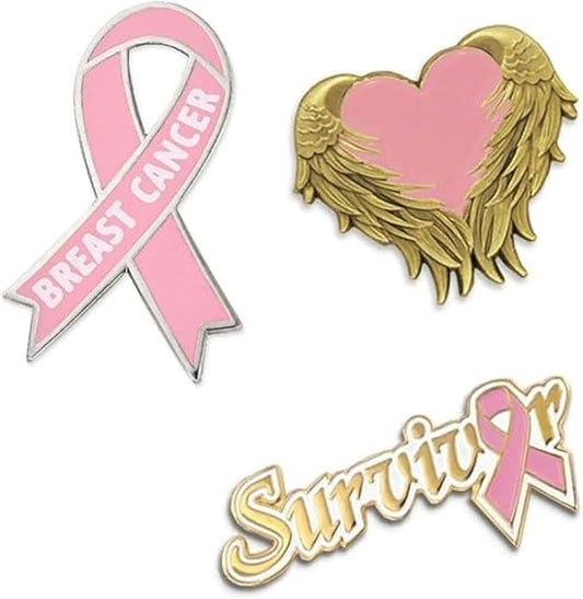 PinMarts Breast Cancer Ribbons and Breast Cancer Awareness Enamel Pins - Perfect Breast Cancer Gifts for Women, Events, Fundraisers, and Breast Cancer Awareness Decoration