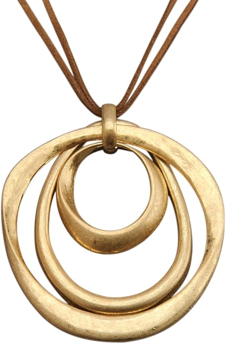 Boho Necklaces for Women Chunky Circle Necklace Layered Boho Circle Leather Choker Necklace Long Vintage Necklaces Bohemian Jewlery Gifts