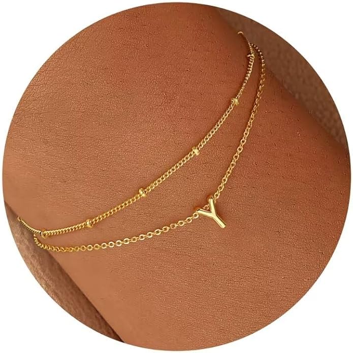 Turandoss Gold Initial Bracelets for Women, Dainty 18K Real Gold Plated Layered Letter A-Z Initial Bracelets Personalized 26 Alphabet Monogram Gold Bracelets for Women Jewelry Gifts Trendy