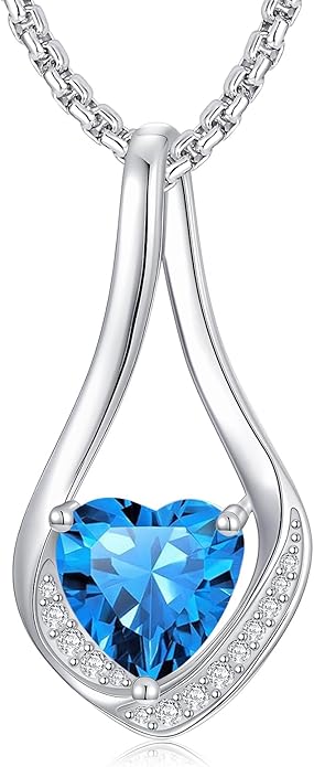 Birthstone Necklaces for Women,18k Yellow/White Gold Plated Forever Love Heart Infinity Pendant Necklace Anniversary Jewelry Christmas Birthday Gifts for Women Her Wife Girlfriend
