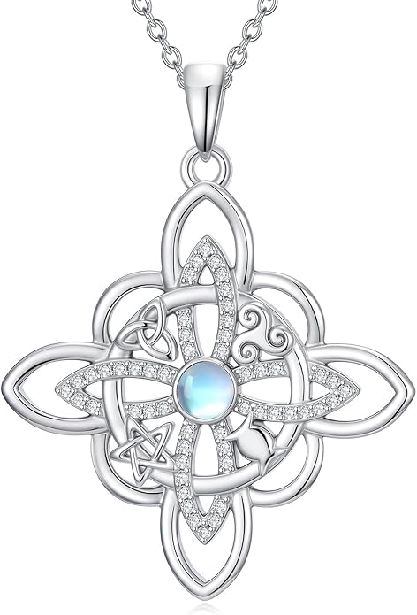 WINNICACA Christmas Gifts for Women Witches Knot Celtic Knot Necklace Sterling Silver Celtic Jewelry Protection Necklaces Irish Jewelry Birthday Gifts for Women Mom Wife Her
