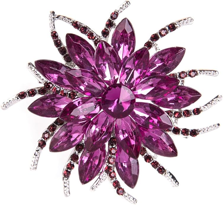 Rhinestone Sunflower Brooch Pin Red Pink Flower Brooch Stylish Crystal Brooch Elegant Clothing Hat Bag Accessories Jewerly for Women