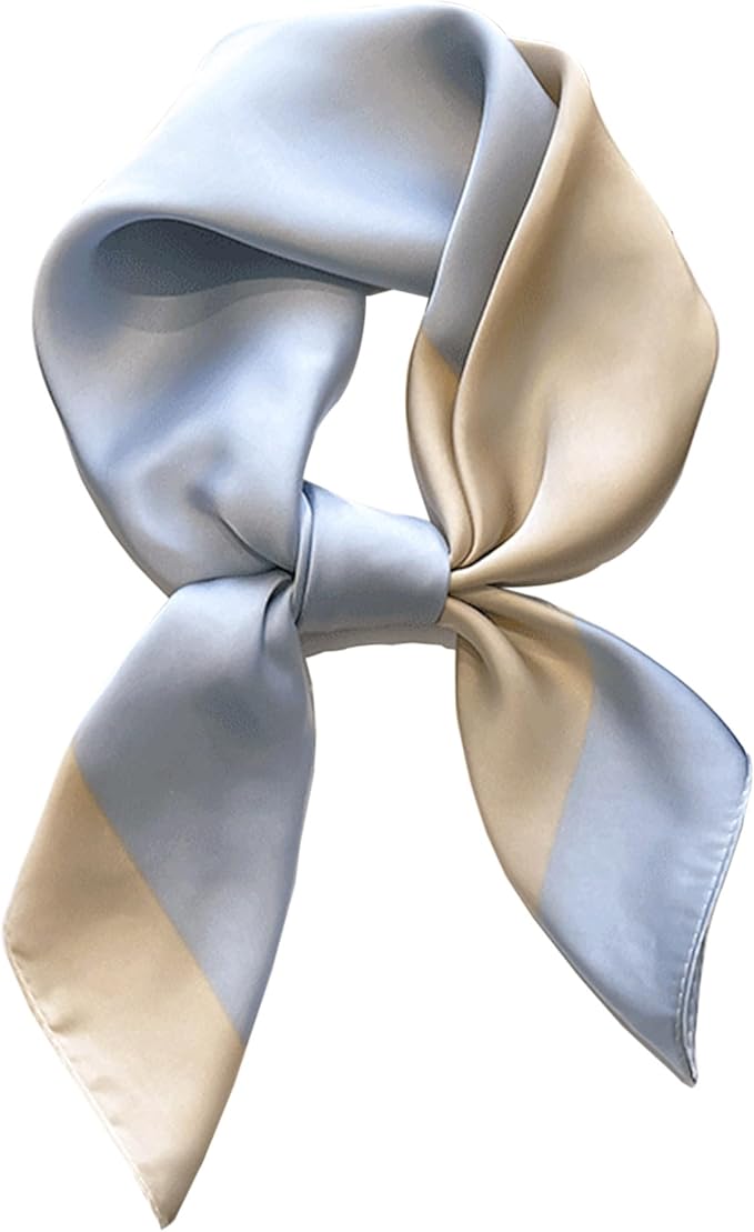 kcctoo 27.5" Mulberry Silk Feeling Head Scarf Women's Fashion Square Neck Satin Scarfs for Bag Hair Scarves Gift