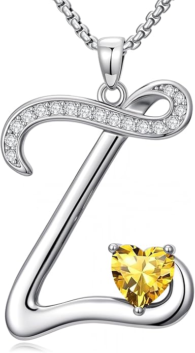 Christmas Gifts for Women Alphabet A to Z Initial Birthstone Pendant Necklaces for Women - 18k White Gold Plated Personalized Name Jewelry Valentine Mothers Day Birthday Gifts for Women Her Girlfriend
