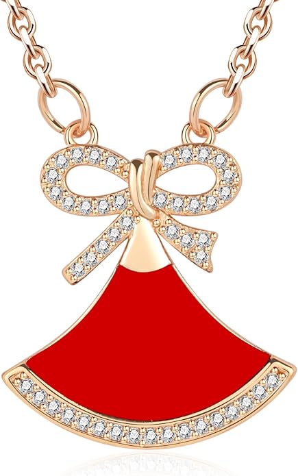 RONYOSTING Multi-Style Love Heart Necklace with Birthstone,14k White Gold Plated Sliver|Bow Pendant Necklaces for Christmas, Dainty Gifts for Birthday Valentine