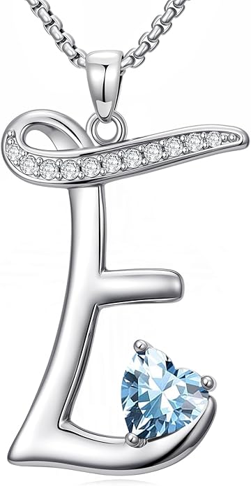 Christmas Gifts for Women Alphabet A to Z Initial Birthstone Pendant Necklaces for Women - 18k White Gold Plated Personalized Name Jewelry Valentine Mothers Day Birthday Gifts for Women Her Girlfriend