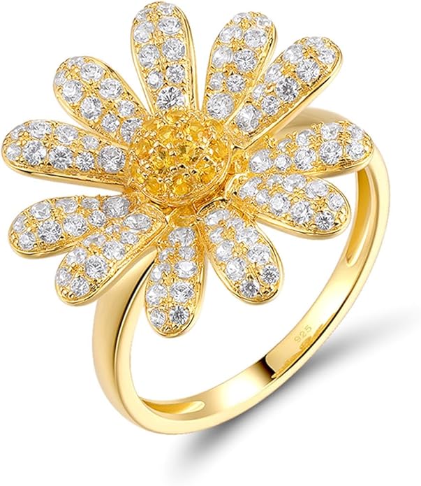 Santuzza Sterling Silver Gemstone Flower Ring for Women