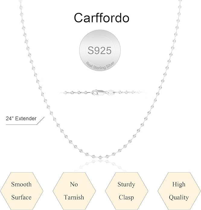 925 Sterling Silver Chain Necklace Link Chain Necklace for Women Simple Dainty 16K Gold Plated Necklace for Women Minimalist Waterproof Silver Necklace Trendy Jewelry Gifts
