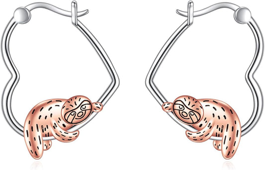 YFN Animal Earrings Sterling Silver Animal Heart Hoop Dangle Earrings Cute Jewelry Gifts for Women