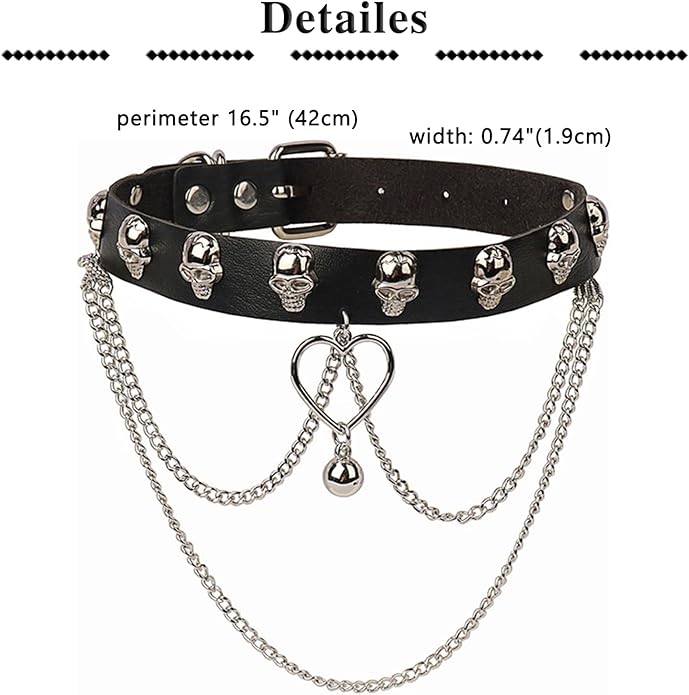 QWALIT Black Choker Necklace - Gothic Leather Choker for Women & Men - Punk Accessories for Festival, Party, Halloween, Cosplay