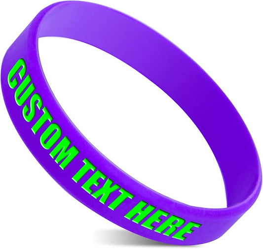 50 Custom Rubber Bracelets Personalized Silicone Wristbands Customized Bulk for Events, Support, Wedding, Awareness, Motivation Customizable