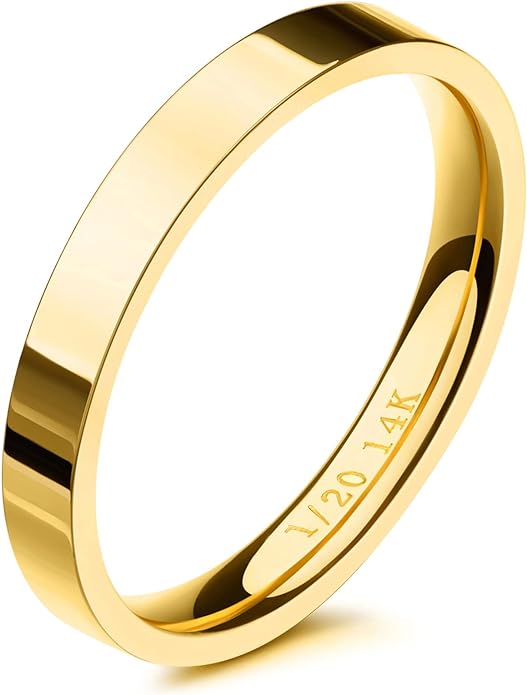 NOKMIT 3mm 14K Gold Filled Rings for Women Dainty Gold Stacking Stackable Band Thin Gold Thumb Pinky Finger Ring Non Tarnish Comfort Fit Size 4 to 11