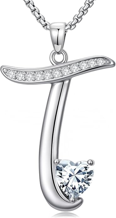 Christmas Gifts for Women Alphabet A to Z Initial Birthstone Pendant Necklaces for Women - 18k White Gold Plated Personalized Name Jewelry Valentine Mothers Day Birthday Gifts for Women Her Girlfriend