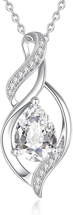 FANCIME Birthstone Necklace for Women Teardrop Necklace S925 Sterling Silver Infinity Love Birthday Gifts for Mom Women Girls, 16"+2" Inches