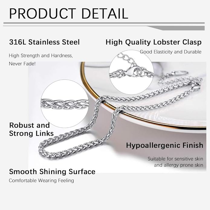 PROSTEEL Stainless Steel Chain Anklets for Women, Silver/Gold Tone, Ankle Bracelets Hypoallergenic, 8-10.5 Inch Adjustable, Come with Box