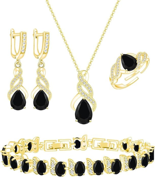 ZCGJWE Wedding Jewelry Set for Women Gem Necklace Earrings Bracelet Luxury Jewelry Set Birthday Valentine's Day Mother's Day Christmas Prom Jewelry Gift