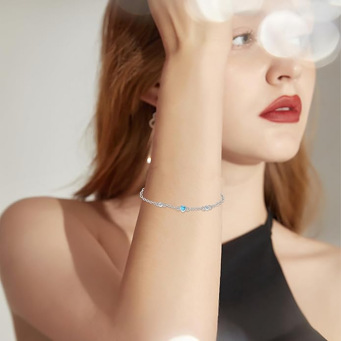 Anklet Bracelet for Women 925 Sterling Silver Natural Stone Chain Ankle Bracelet Beach Summer Fine Jewelry Birthday Christmas Gifts for Women Her Mom