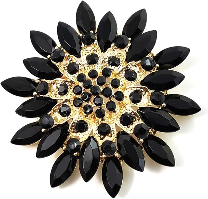 Rhinestone Sunflower Brooch Pin Red Pink Flower Brooch Stylish Crystal Brooch Elegant Clothing Hat Bag Accessories Jewerly for Women