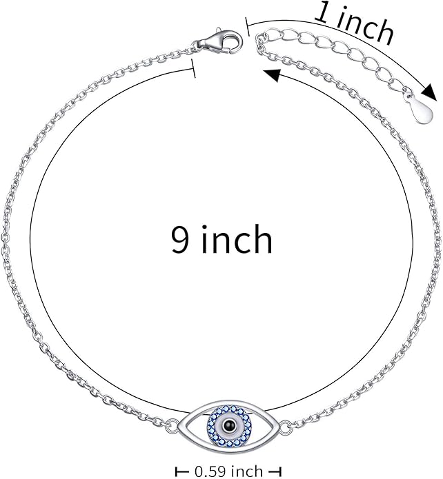 Anklet for Women S925 Sterling Silver Adjustable Foot Evil Eye Starfish Heart Bead Butterfly Celtic Knot Cross Multilayer Layered Ankle Bracelet Jewelry