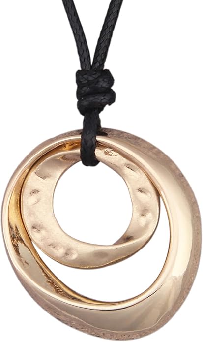 Long Boho Necklaces for Women Vintage Leather Wooden Pendant Y Choker Ethnic Style Gold Circle Hippie Sweater Necklace