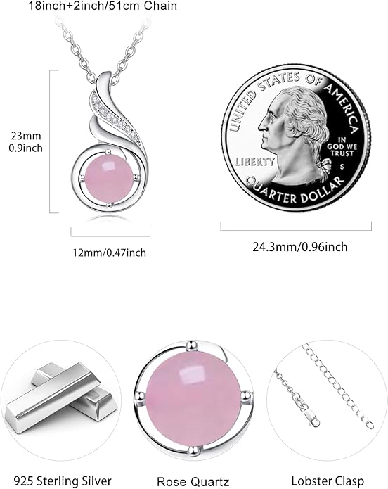 TANGPOET Birthstone Gemstone Necklaces for Women 925 Sterling Silver Dainty Pendant Jewelry Valentines Mothers Day Christmas Birthday Gifts for Mom Girlfriend Wife Daughter