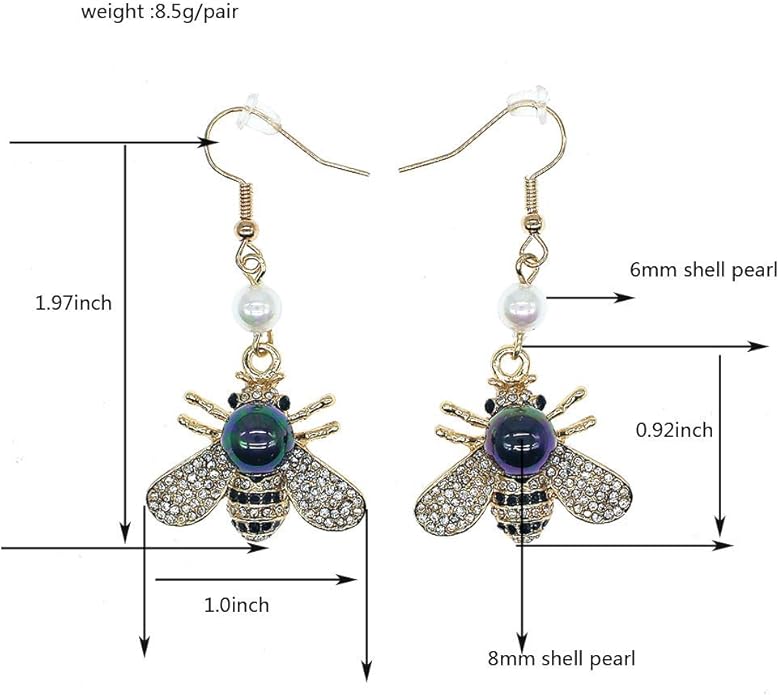 Honey Bee Brooches Crystal Insect Themed Bee Brooch Animal Fashion Shell Pearl Brooch Pin Gold Tone