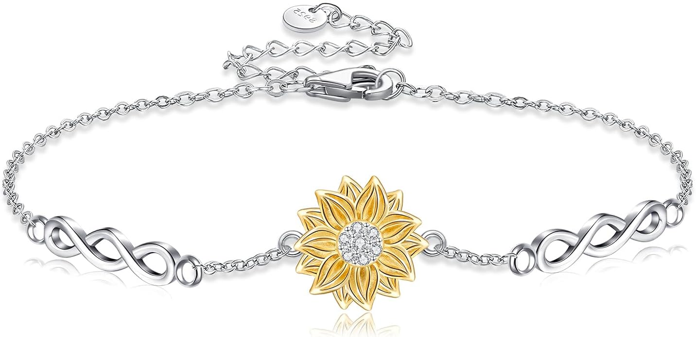 Mustard Seed Cross/Paw Print/Butterfly/Sunflower/Compass/Moss Agate Bracelet for Women 925 Sterling Silver Graduation Link Bracelet Jewelry for Women