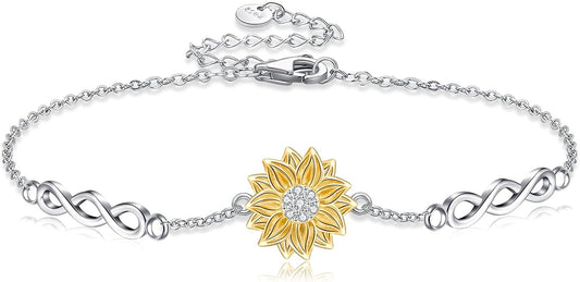 Mustard Seed Cross/Paw Print/Butterfly/Sunflower/Compass/Moss Agate Bracelet for Women 925 Sterling Silver Graduation Link Bracelet Jewelry for Women