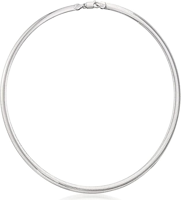 Savlano 925 Sterling Silver 6MM Italian Solid Flat Omega Chain Necklace for Women - Made in Italy Comes With a Gift Box
