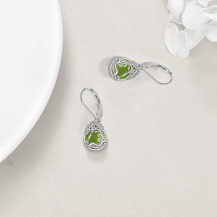 Moonstone Filigree Drop Dangle Teardrop Earrings 925 Sterling Silver Moonstone Leverback Earrings for Women Jewelry Gifts